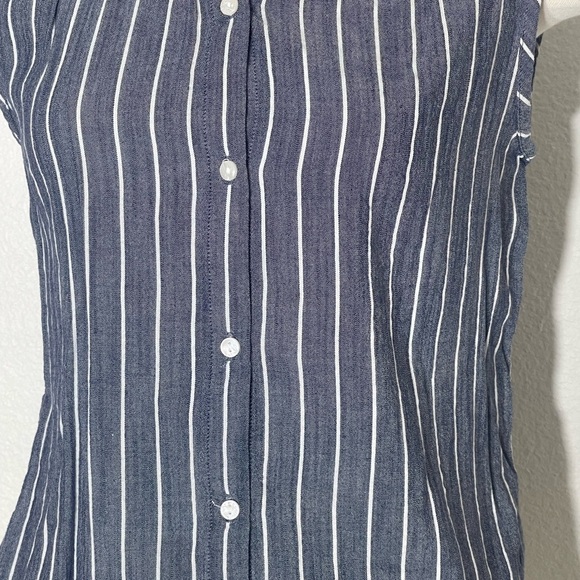 Old navy sleeveless button up cocoon top navy stripe xs nautical preppy beach - Picture 4 of 7